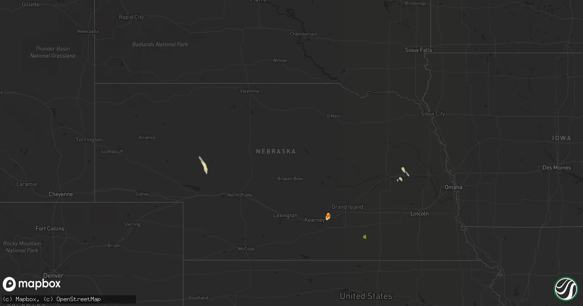 Hail map in Nebraska on June 15, 2021