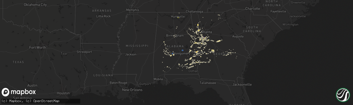 Hail map in Alabama on June 15, 2022