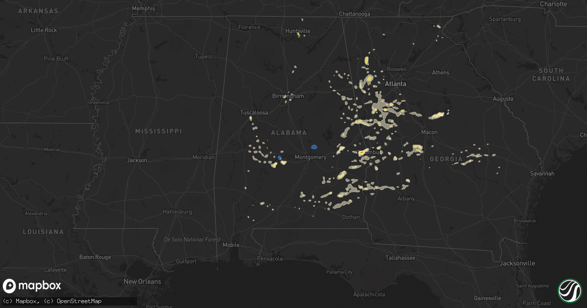 Hail map in Alabama on June 15, 2022