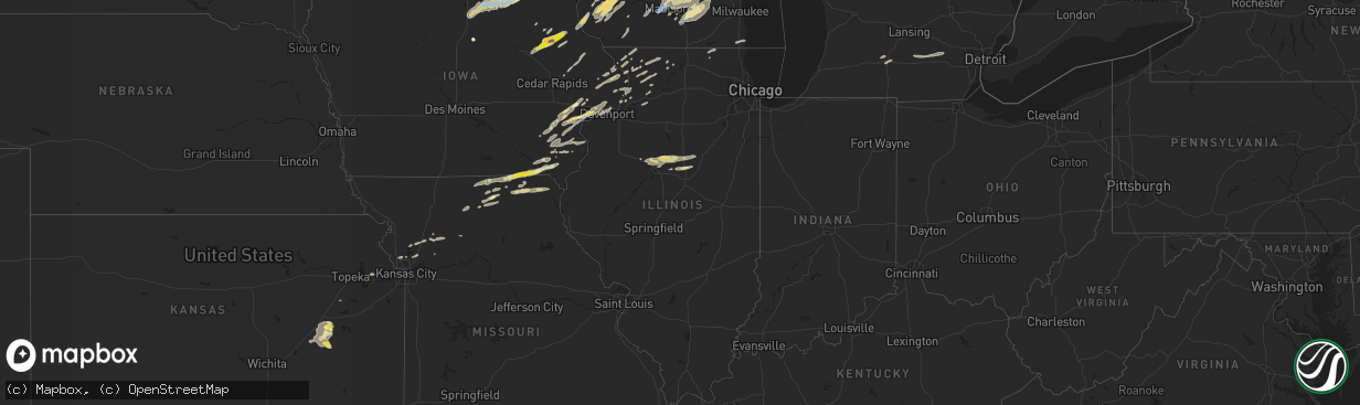 Hail map in Illinois on June 15, 2022