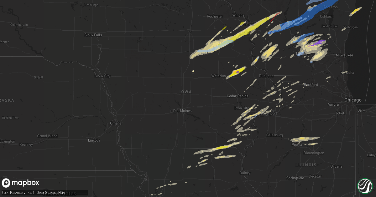 Hail map in Iowa on June 15, 2022