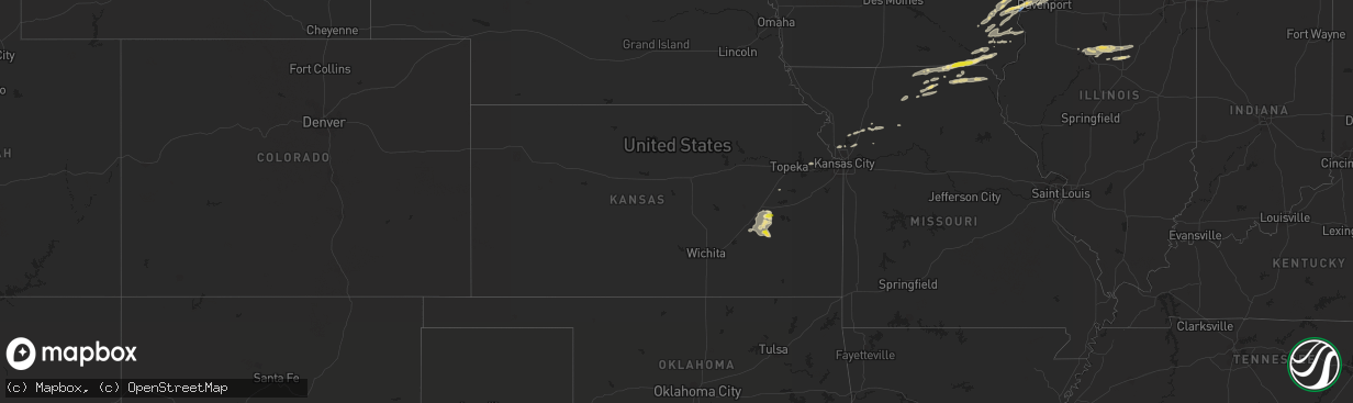 Hail map in Kansas on June 15, 2022