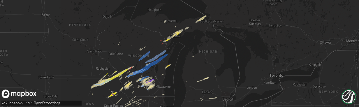 Hail map in Michigan on June 15, 2022