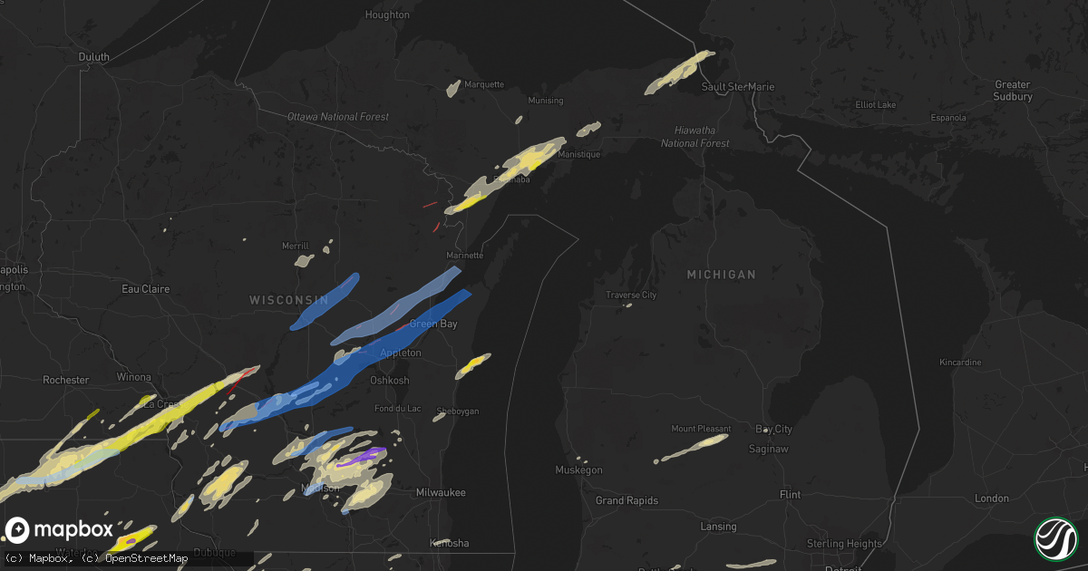 Hail map in Michigan on June 15, 2022