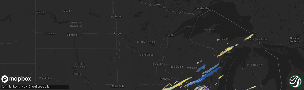 Hail map in Minnesota on June 15, 2022