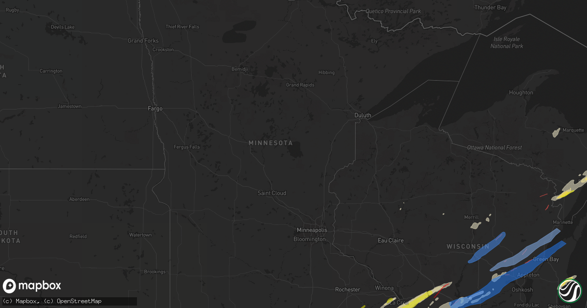 Hail map in Minnesota on June 15, 2022