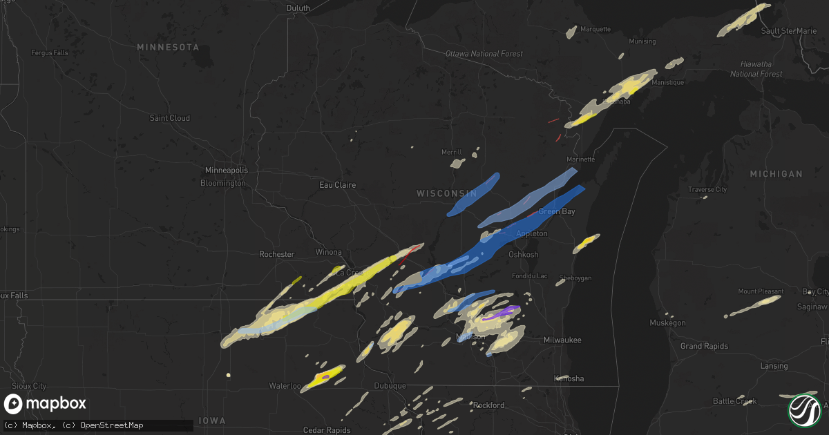 Hail map in Wisconsin on June 15, 2022