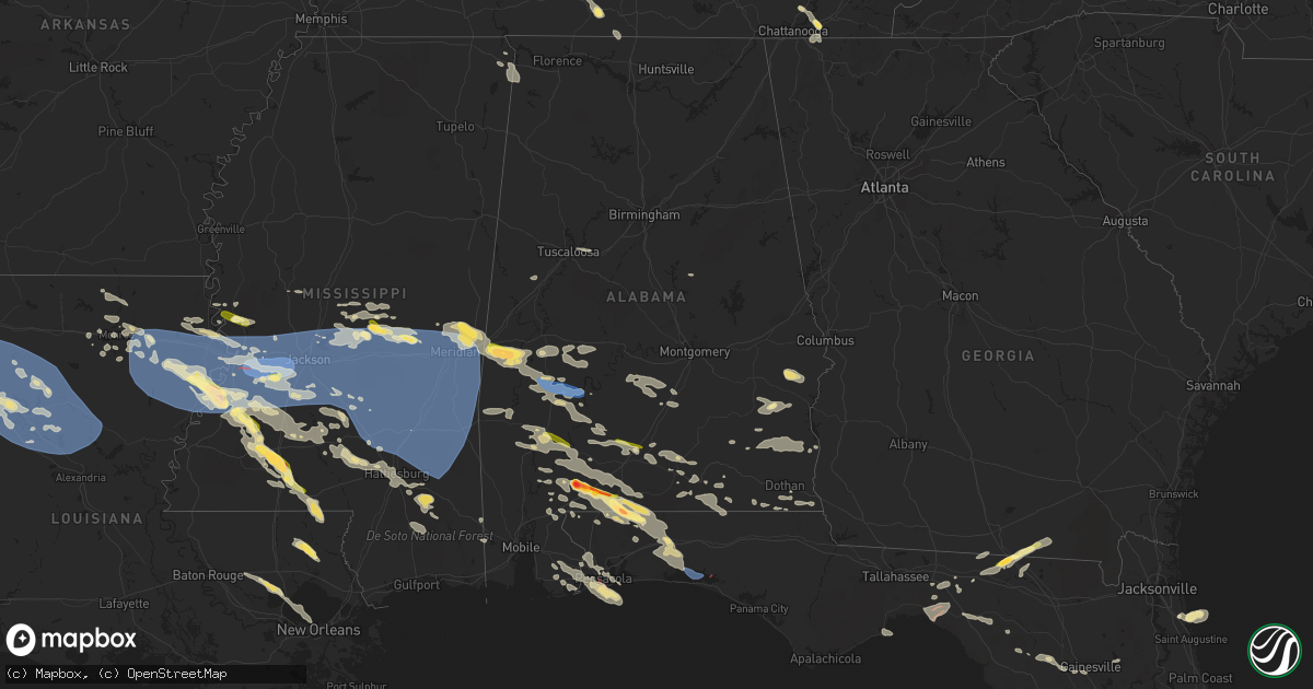 Hail map in Alabama on June 15, 2023