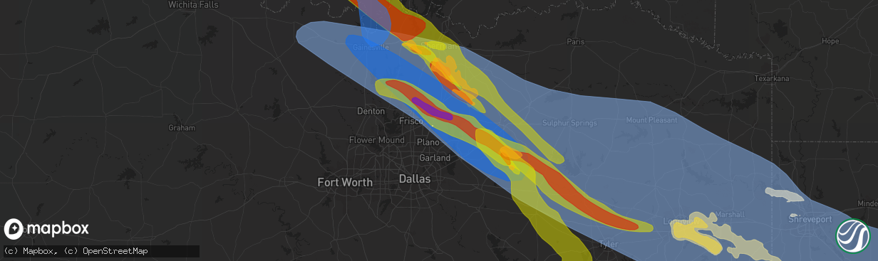 Hail map in Allen, TX on June 15, 2023