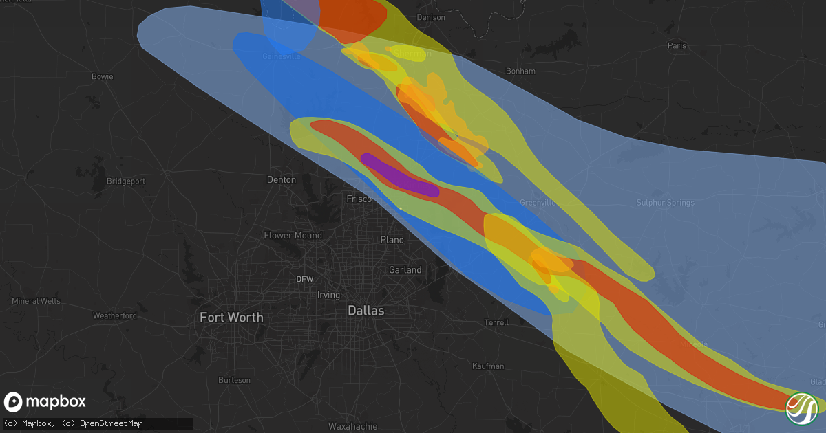 Hail map in Allen, TX on June 15, 2023
