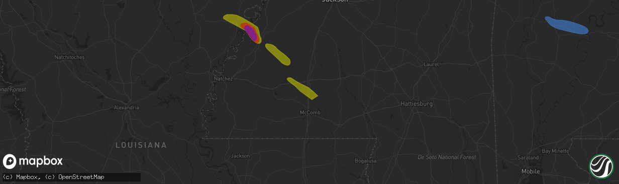 Hail map in Bogue Chitto, MS on June 15, 2023