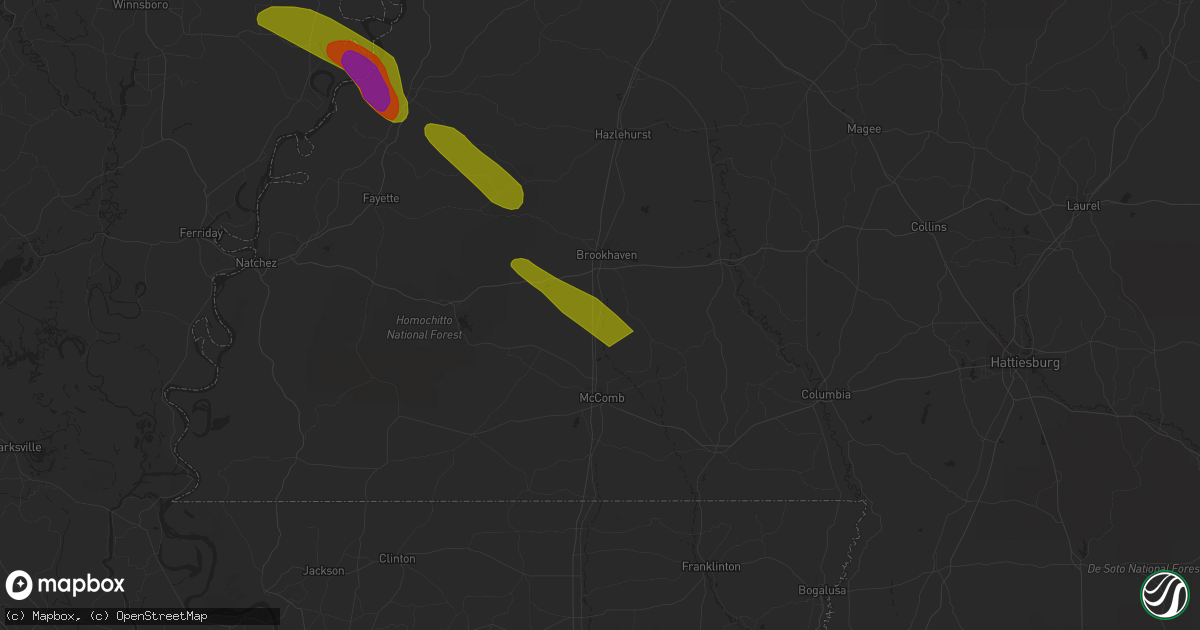 Hail map in Bogue Chitto, MS on June 15, 2023
