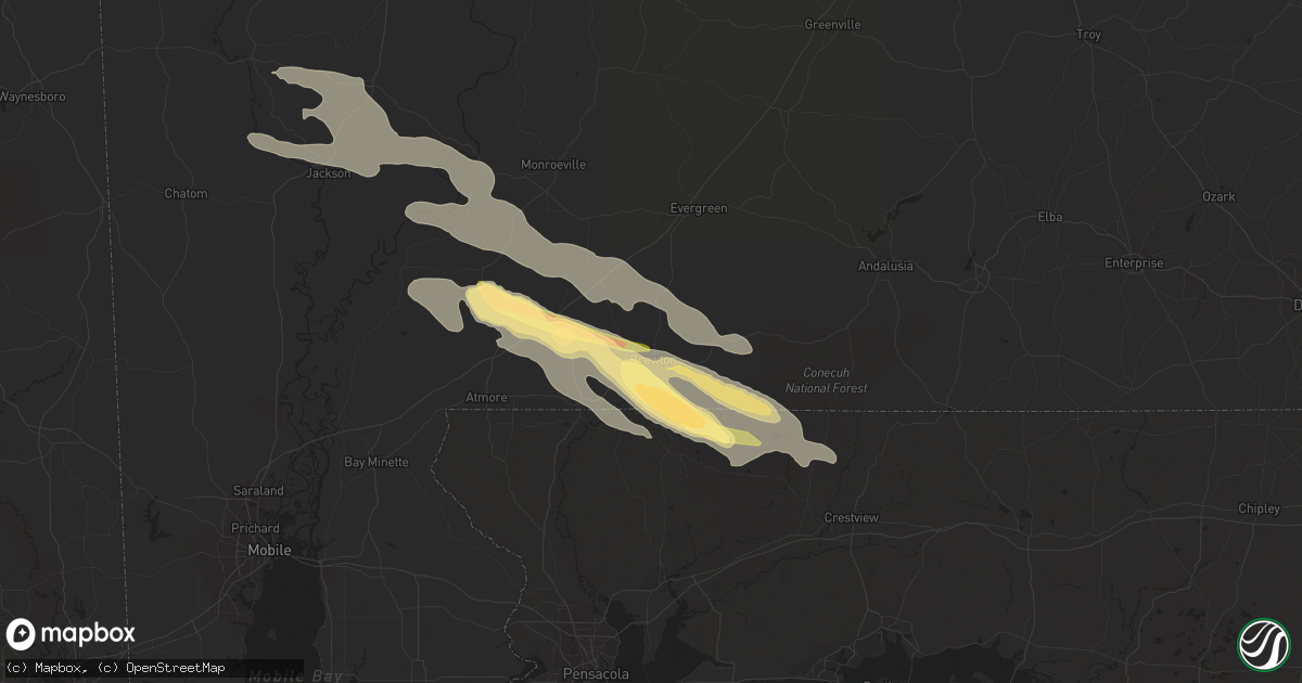 Hail map in Brewton, AL on June 15, 2023