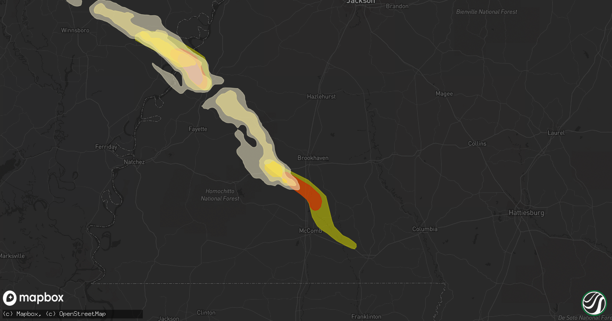 Hail map in Brookhaven, MS on June 15, 2023