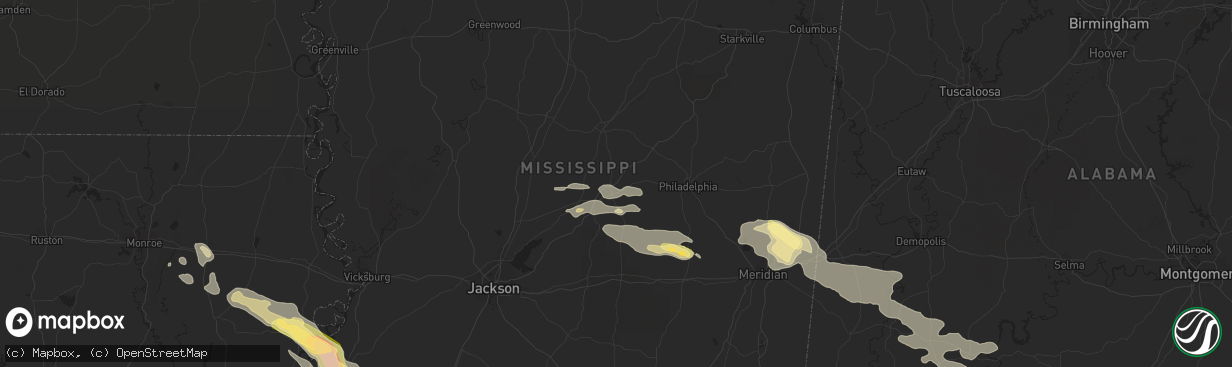 Hail map in Carthage, MS on June 15, 2023
