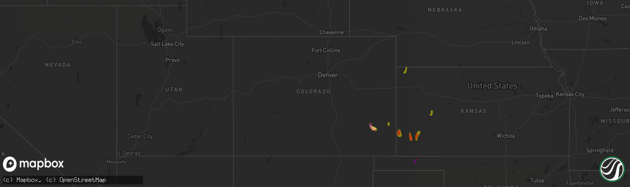 Hail map in Colorado on June 15, 2023