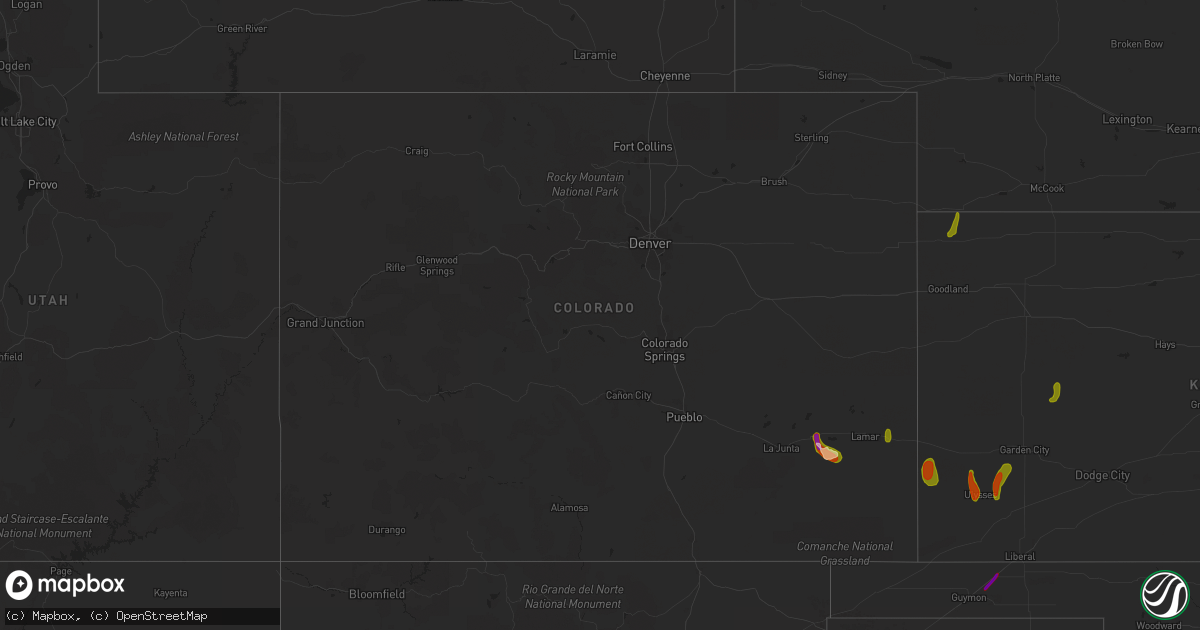 Hail map in Colorado on June 15, 2023