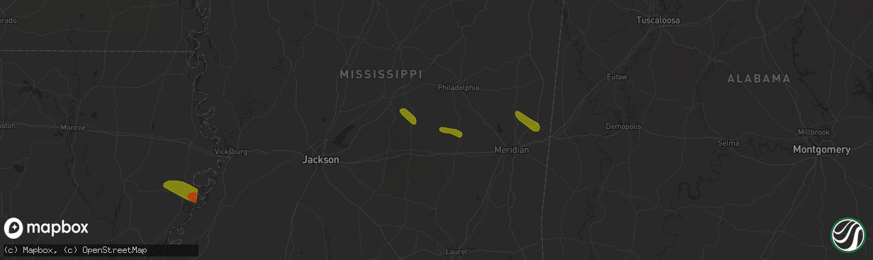 Hail map in Conehatta, MS on June 15, 2023