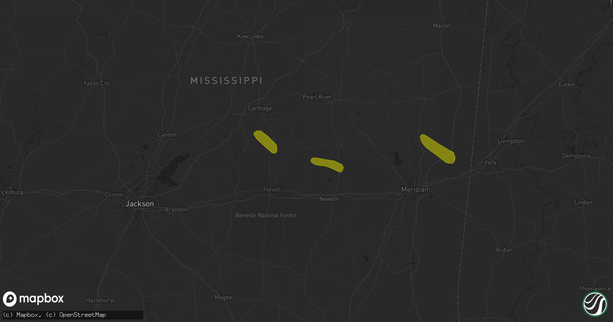 Hail map in Conehatta, MS on June 15, 2023
