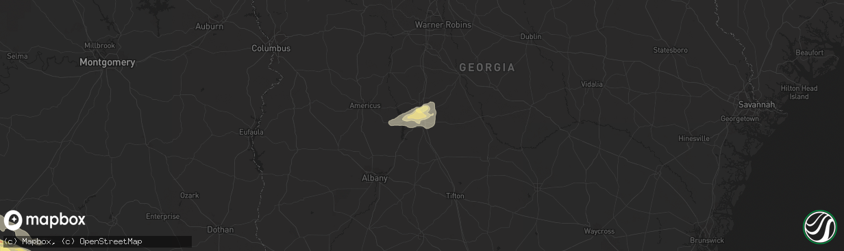 Hail map in Cordele, GA on June 15, 2023