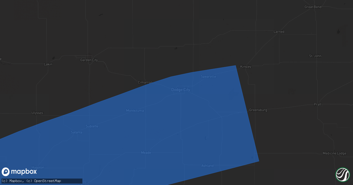 Hail map in Dodge City, KS on June 15, 2023