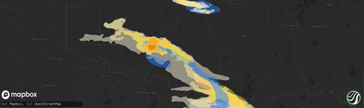 Hail map in Duncan, OK on June 15, 2023