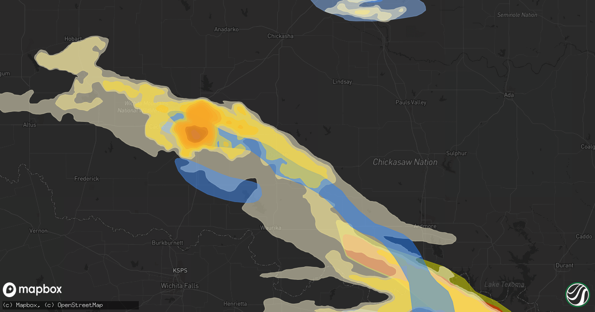 Hail map in Duncan, OK on June 15, 2023