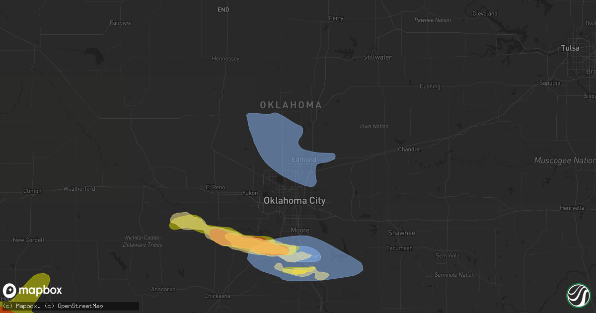 Hail map in Edmond, OK on June 15, 2023