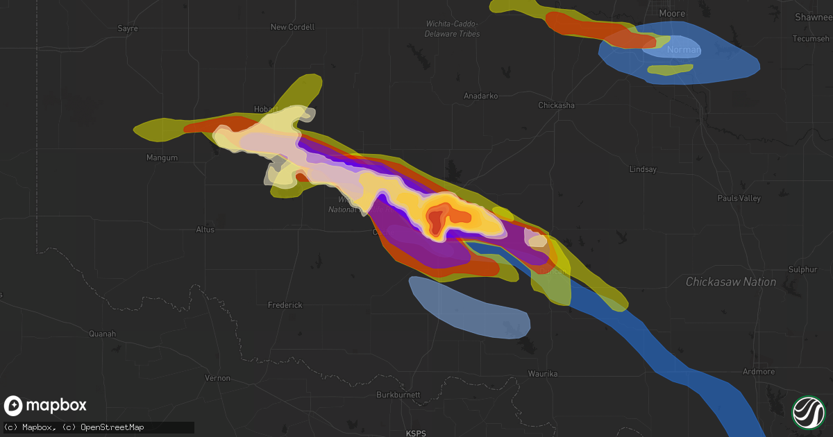 Hail map in Fort Sill, OK on June 15, 2023