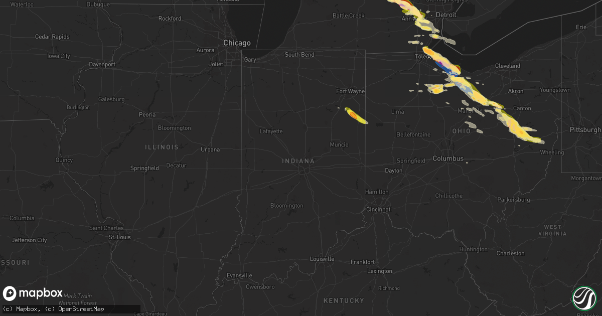 Hail map in Indiana on June 15, 2023