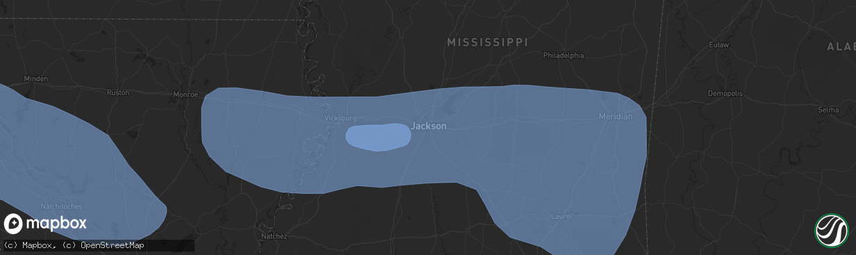 Hail map in Jackson, MS on June 15, 2023