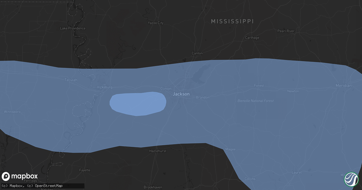 Hail map in Jackson, MS on June 15, 2023
