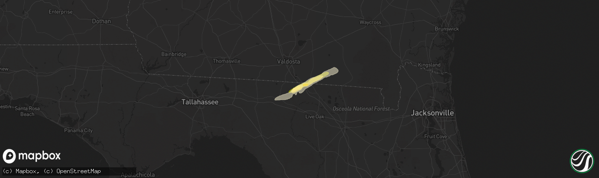 Hail map in Jennings, FL on June 15, 2023