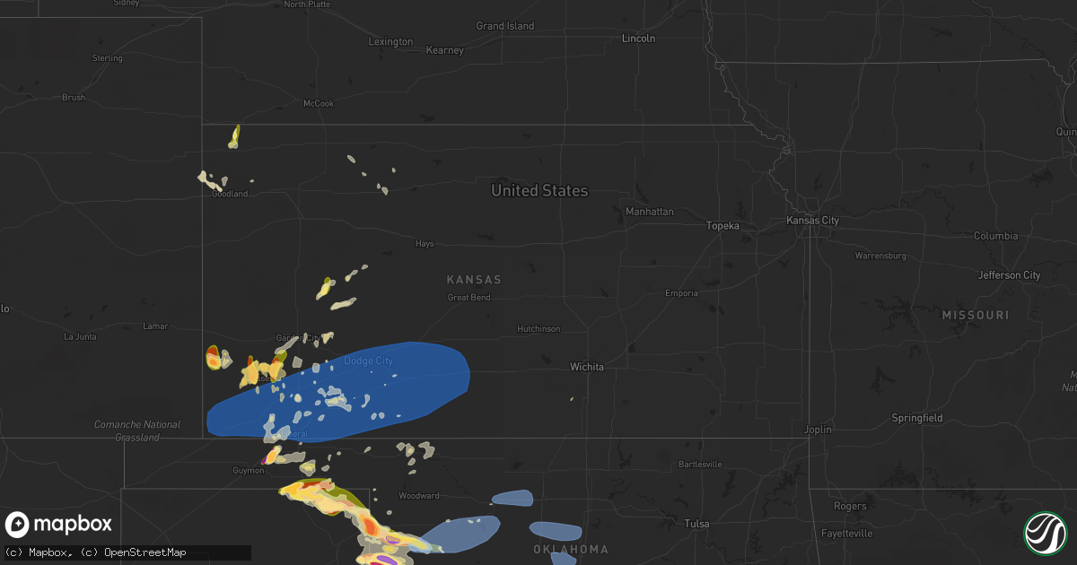 Hail map in Kansas on June 15, 2023
