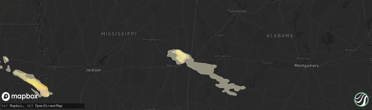 Hail map in Lauderdale, MS on June 15, 2023