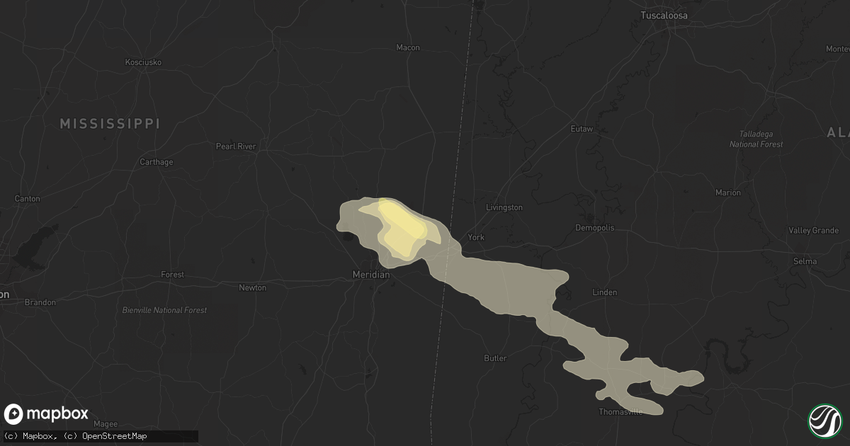 Hail map in Lauderdale, MS on June 15, 2023