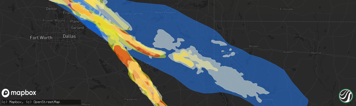 Hail map in Longview, TX on June 15, 2023