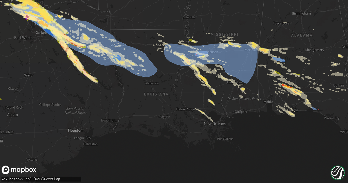 Hail map in Louisiana on June 15, 2023