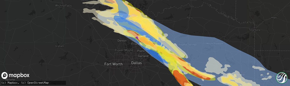 Hail map in Mckinney, TX on June 15, 2023