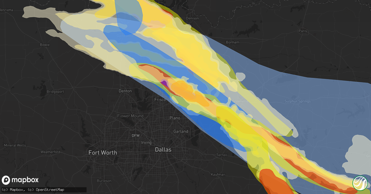 Hail map in Mckinney, TX on June 15, 2023