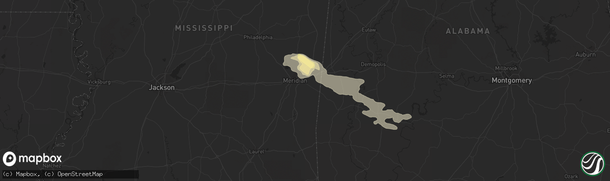 Hail map in Meridian, MS on June 15, 2023