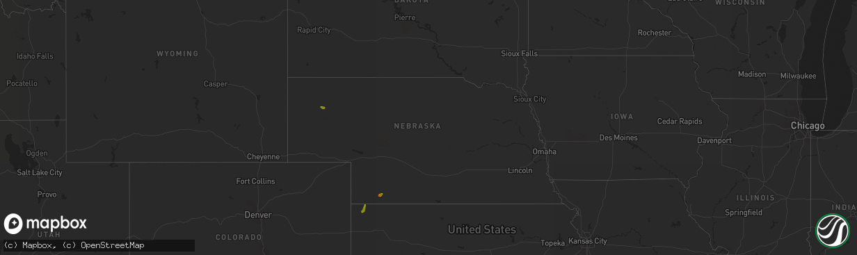 Hail map in Nebraska on June 15, 2023