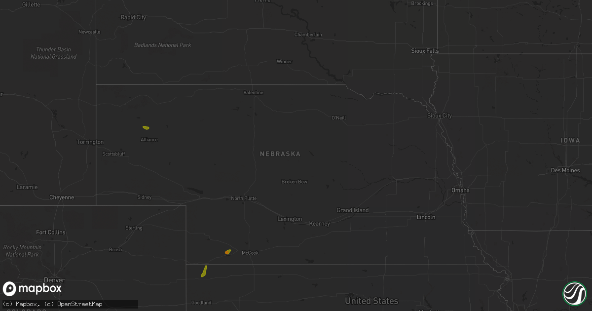 Hail map in Nebraska on June 15, 2023