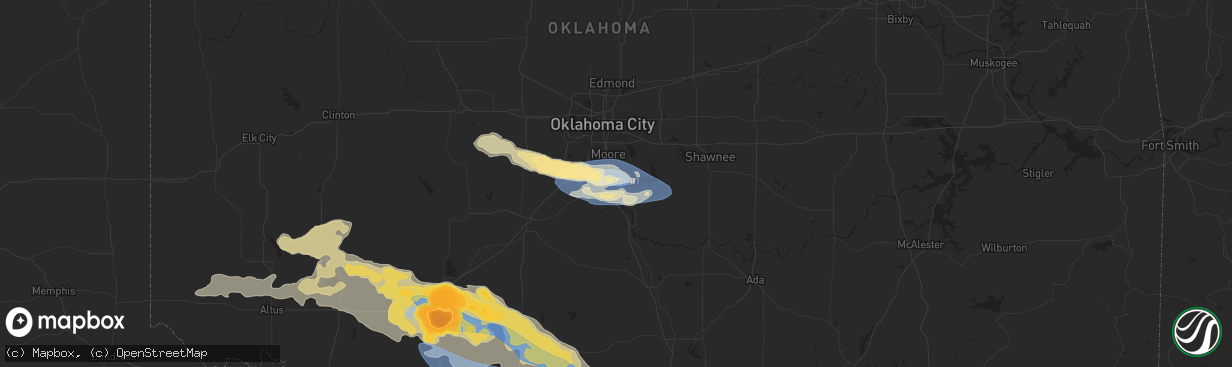 Hail map in Norman, OK on June 15, 2023