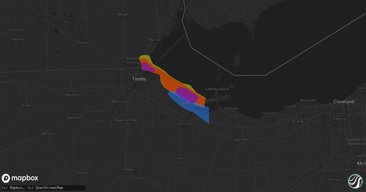 Hail map in Oak Harbor, OH on June 15, 2023