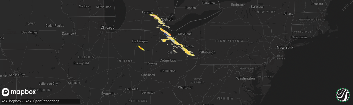 Hail map in Ohio on June 15, 2023