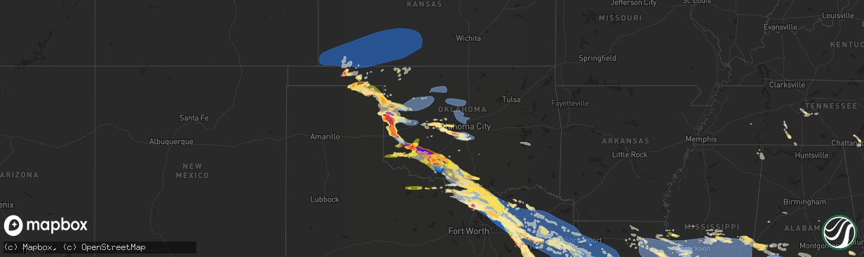 Hail map in Oklahoma on June 15, 2023