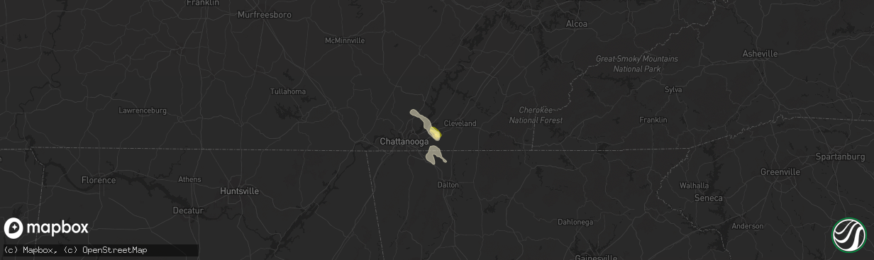 Hail map in Ooltewah, TN on June 15, 2023