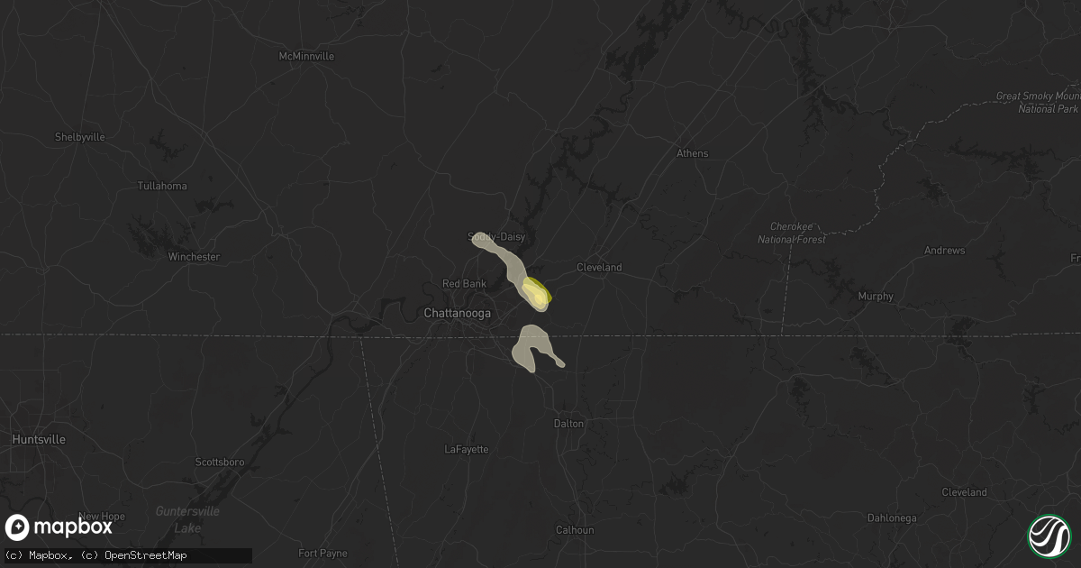 Hail map in Ooltewah, TN on June 15, 2023