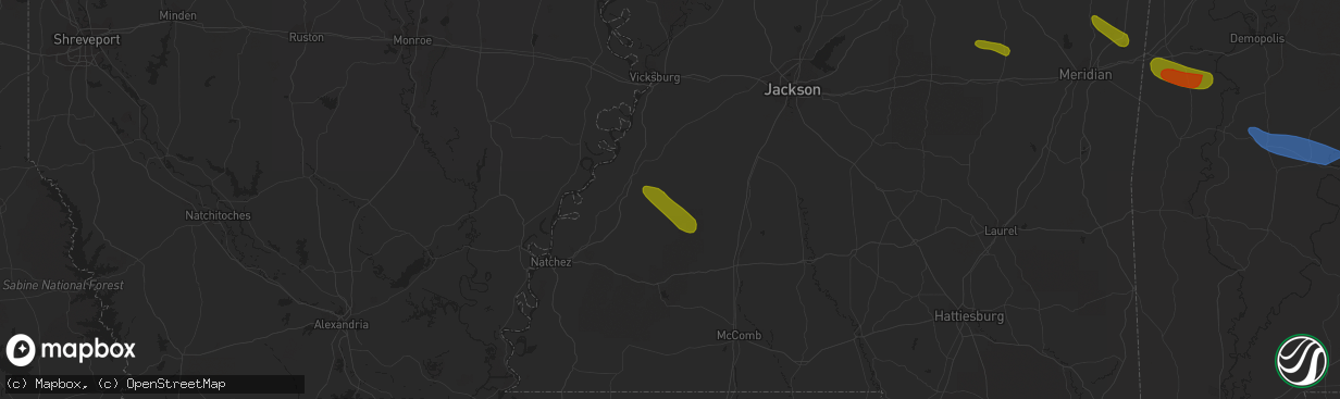 Hail map in Pattison, MS on June 15, 2023